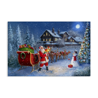 «Santa's Sleigh & Lantern», art mural sur toile par Grateful Licensing Studio