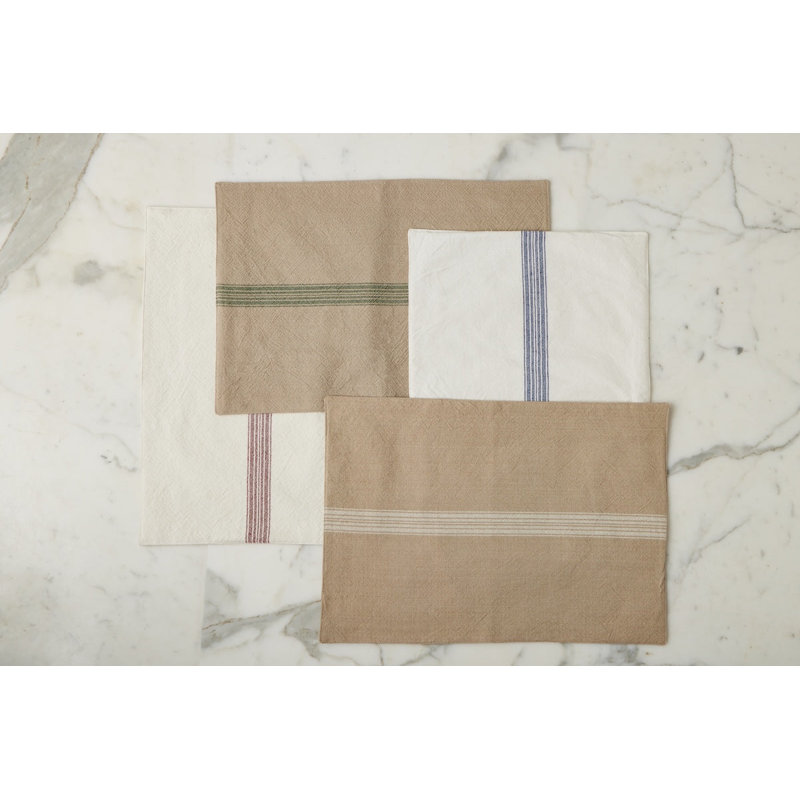 Rectangle Placemats, Vintage Stripe, Merlot Red