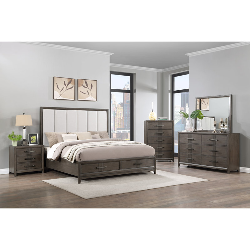 Commode combinée en bois massif à 6 tiroirs l 61,9 po Kawona