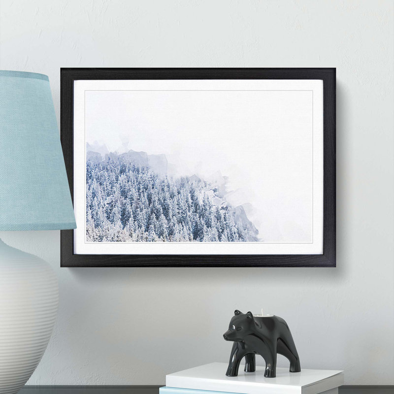 Misty Mountains in Switzerland - Picture Frame Graphic Art Print, 27cm H x 36cm W x 2cm D, Black Framed