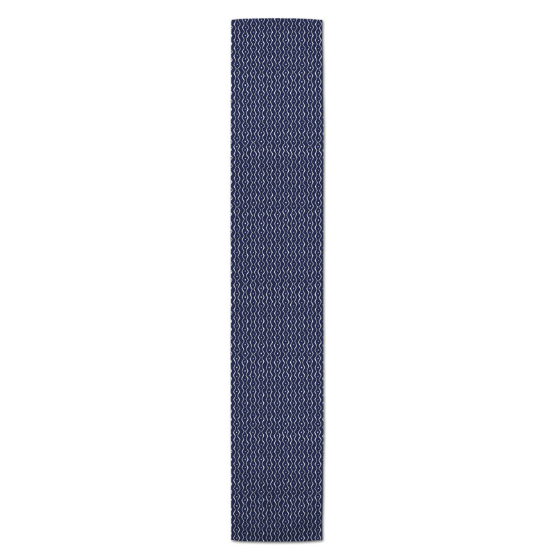 Koziol Geometric Table Runner, 72" L x 16" W, Navy Blue, Chevron