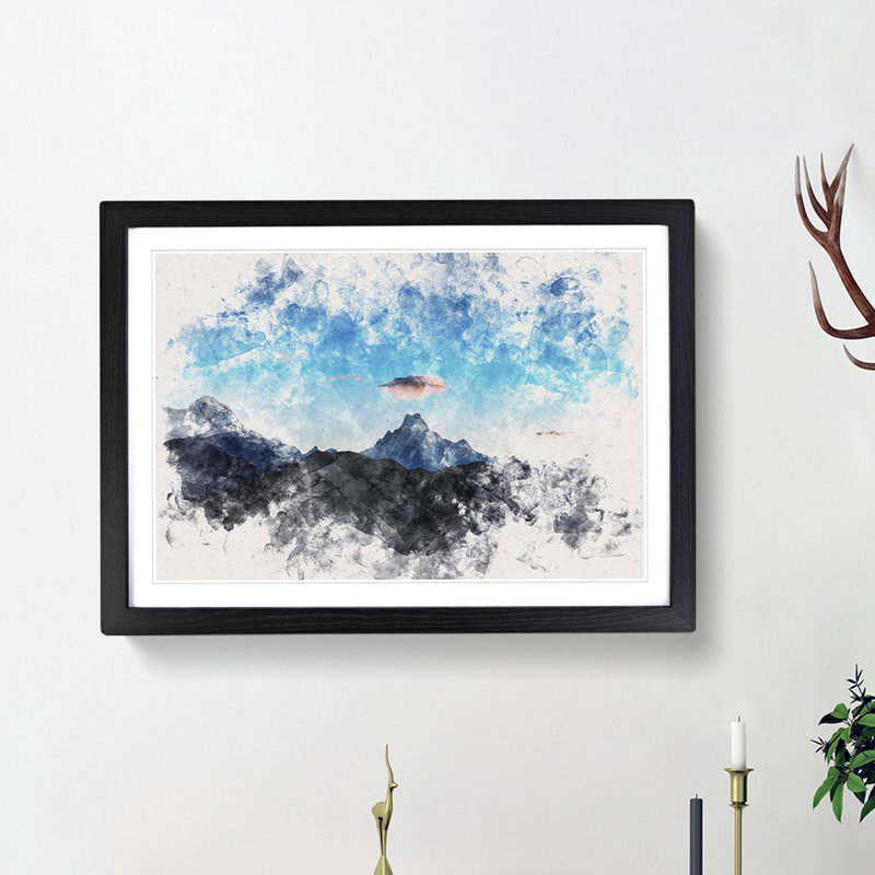 Fishtail Mountain Nepal - Picture Frame Painting Print, 36cm H x 48cm W x 2cm D, Black Framed