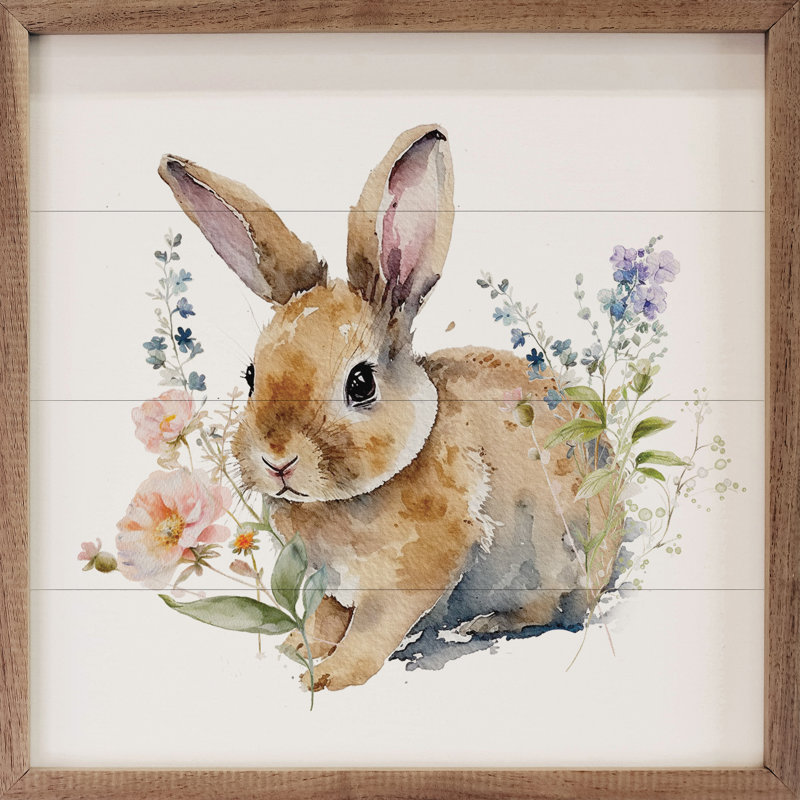 Spring Garden Bunny Floral, 12" H x 12" W