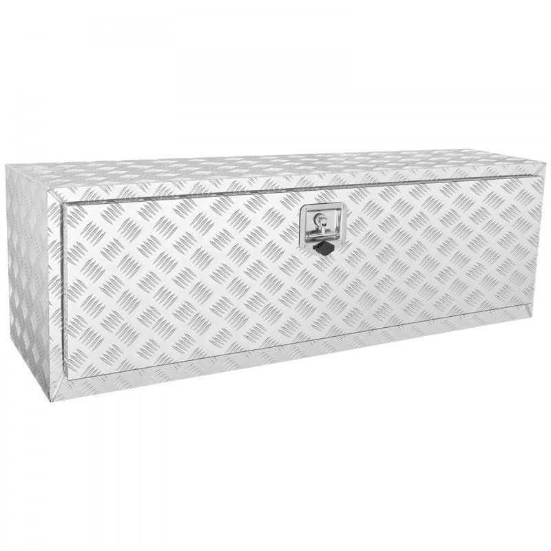 Underbody Truck Box, 48"×17"×18" Pickup Storage Box, Heavy Duty Aluminum Diamond Plate Tool Box with Lock and Keys
