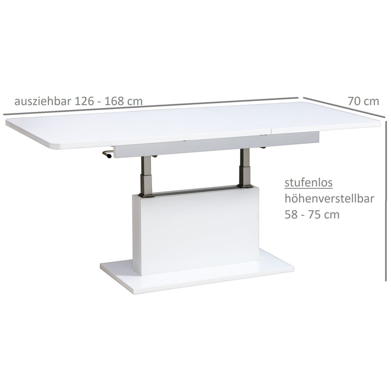 Lift Top Pedestal Coffee Table, White