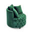 Fauteuil pivotant en velours confortable, conception à boutons, roues mobiles, idéal pour le salon, 3 coussins, crée une atmosphère