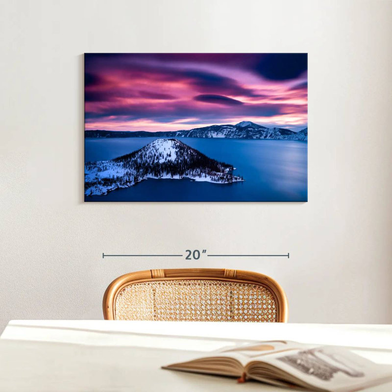 Lac mauve Alvord, ciel mauve, H 16 po x l 24 po