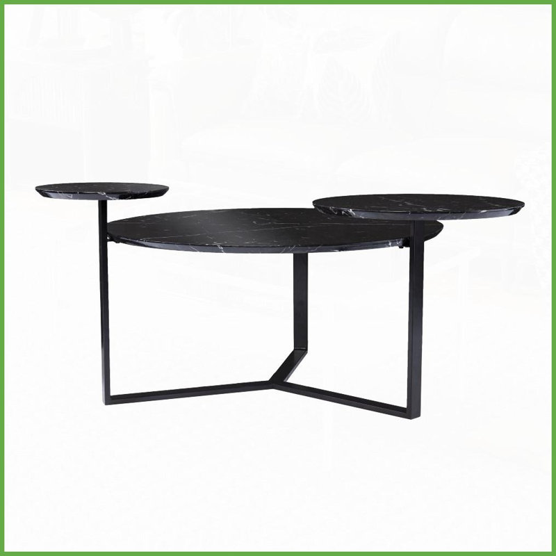 Table basse en faux marbre avec rangement Saxelby - Centre de table moderne et élégant