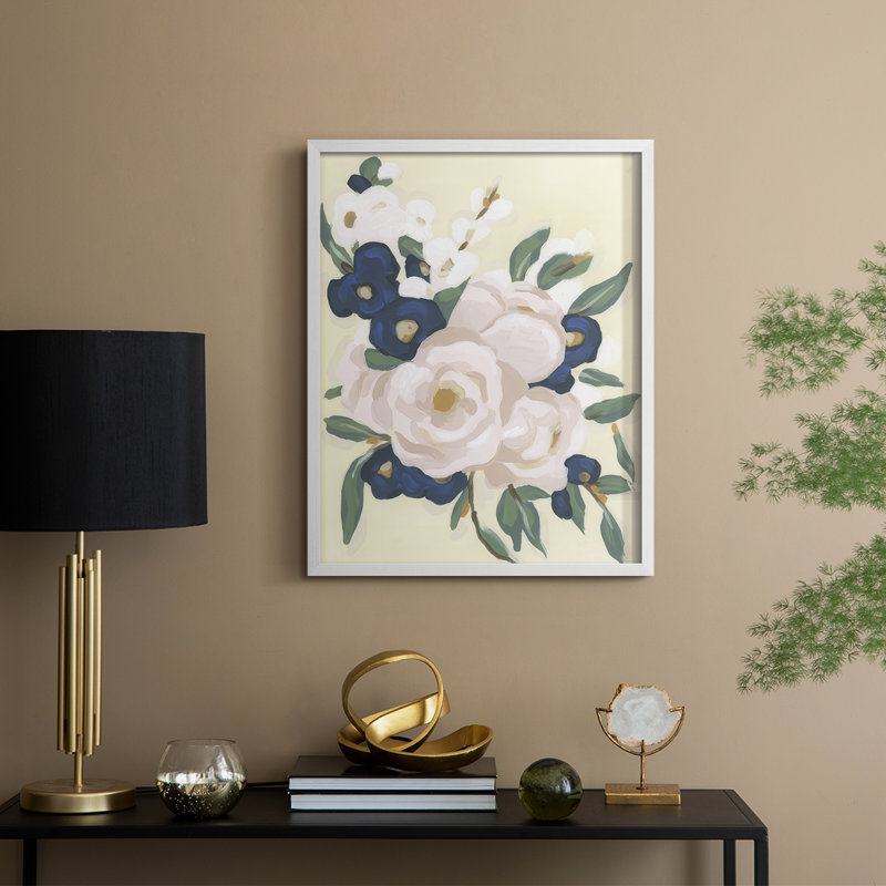 «Garden Party Bouquet II», reproduction encadrée - bois massif, H 11 po x l 9 po, White
