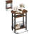 Narrow Side Table With Power Outlet And Storage Basket, 3-Tier Slim End Table With Folding Top, Multi-Functional Accent Furniture For Living Room, Bedroom, Rustic Brown TBZ10UBF