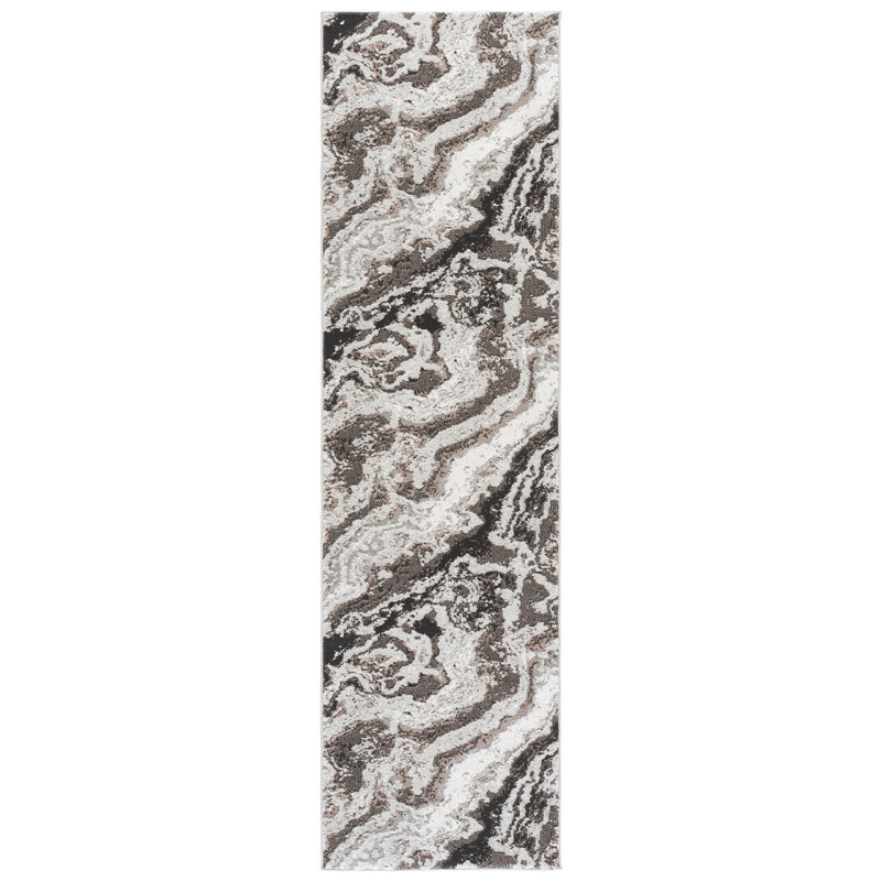 Chamber Power Loom Performance Abstract Indoor Rug, 2'-2" x 8'-0" Runner