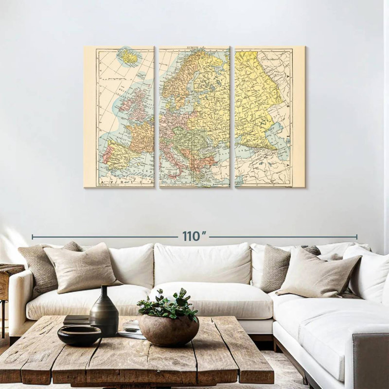 Carte d'Alazia de l'Europe, H 48 po x l 74 po
