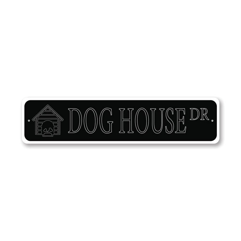 Plaque en aluminium Dog Street, H 4 po x l 18 po x P 0,04 po