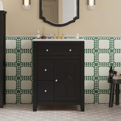 Meuble-lavabo moderne avec lavabo, meuble-lavabo à 2 tiroirs, conception compacte