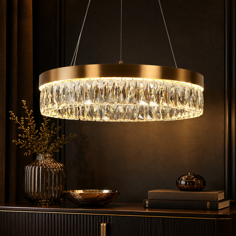  Shymir Gold Crystal Drum Integrated LED Chandelier