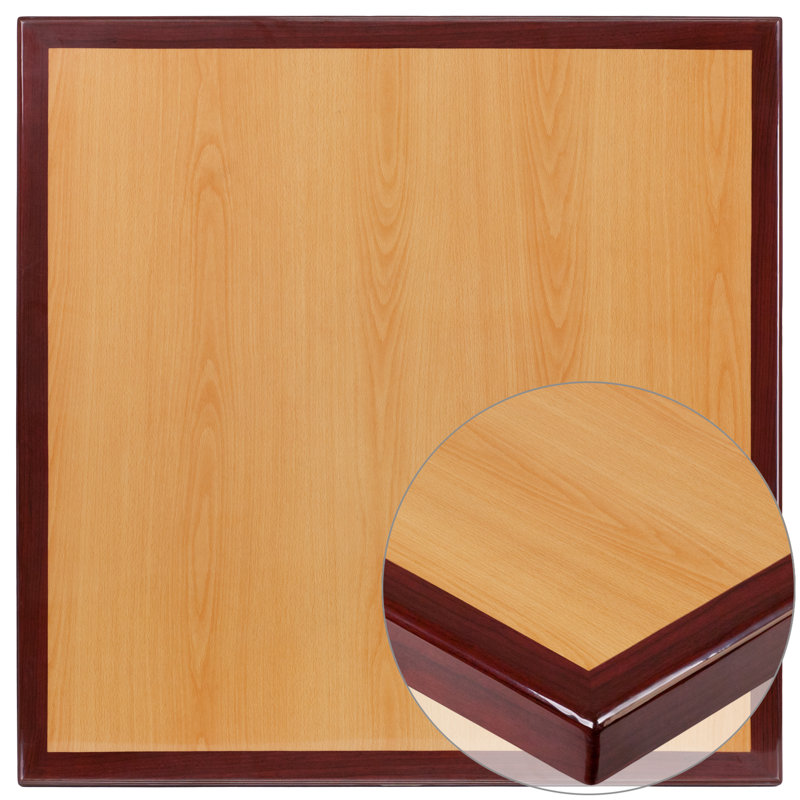 Plateau de table carré en résine à 2 tons Bantom 24 po avec rebord épais de 2 po, l 24 po x L 24 po