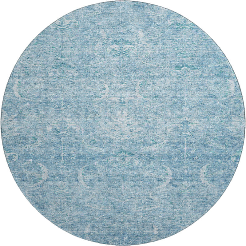 Premium Machine Washable Jamestown AMF1083 Damask Rug, Round 8'