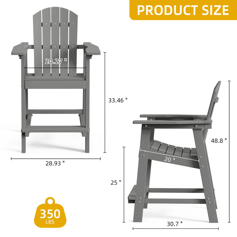 Chaise Adirondack en plastique / résine Pasquale, gris