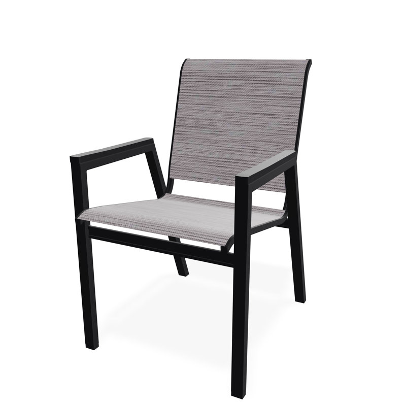 Bazza Outdoor Dining Chair, Fossil, Black