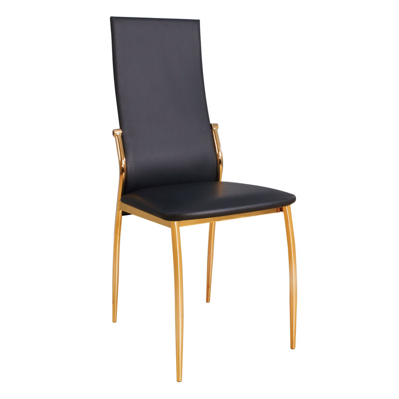 Chaise rembourrée Coetta, Noir / doré