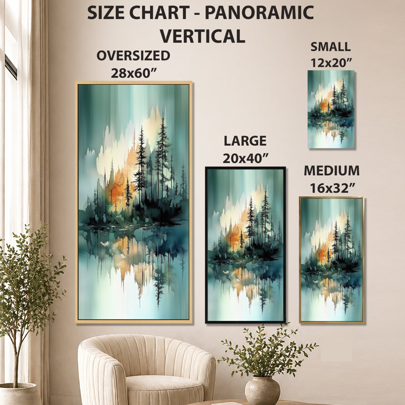 «Blue Green Burnside II», reproduction d'art sur toile encadrée, Nature Large, H 32 po x l 16 po, Cadre naturel flottant
