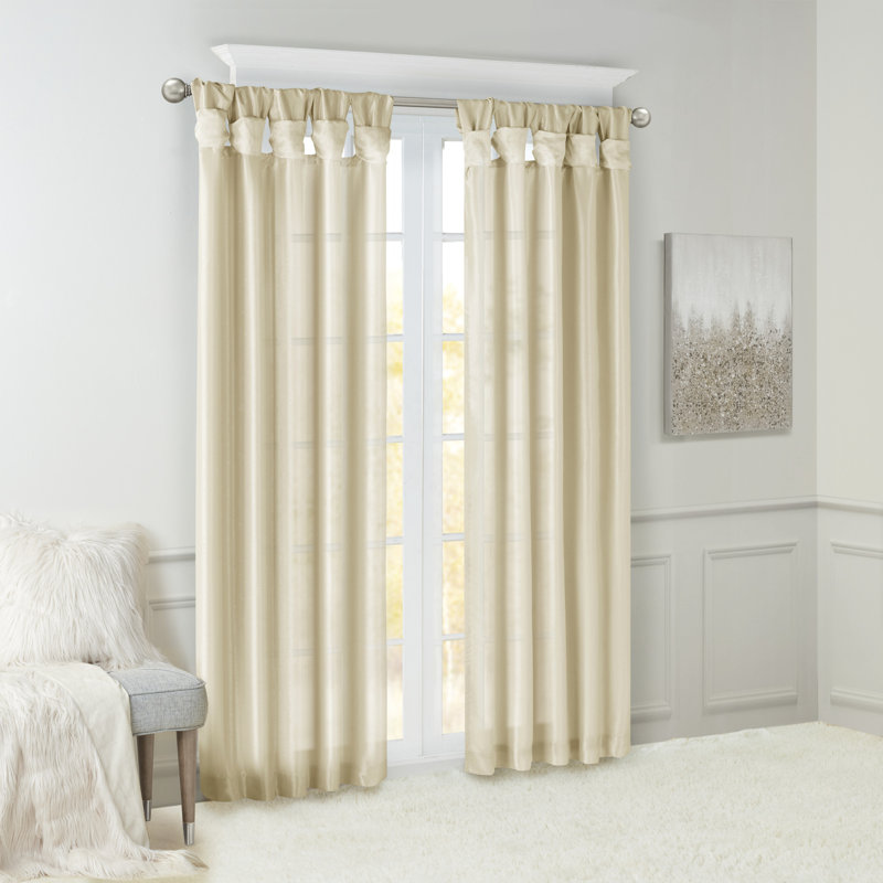 Ivory Faux Silk Extra Long Tab Top Drapes