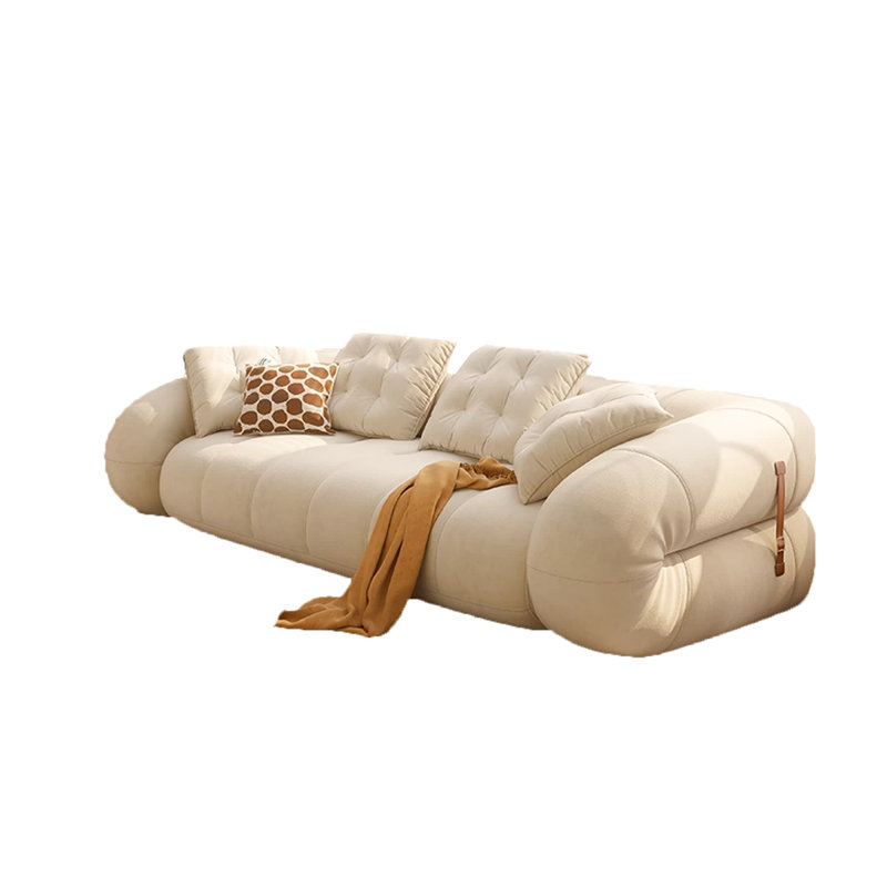 Canapé-lit standard en cuir véritable cristal clair et bois massif, H 23,62 po x l 67,72 po x P 40,55 po
