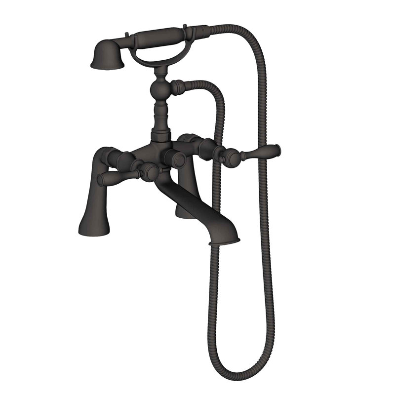 Victoria Deck Mount Exposed Tub & Hand Shower Set, Lever Handle, Flat Black