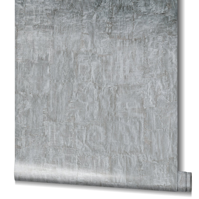 Air Collection Torn Bark Sheen Textured Wallpaper Roll, Gray
