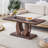 Modern Minimalist Rectangular MDF Coffee Table, Walnut Dark Brown Sticker-Patterned | Gift Idea