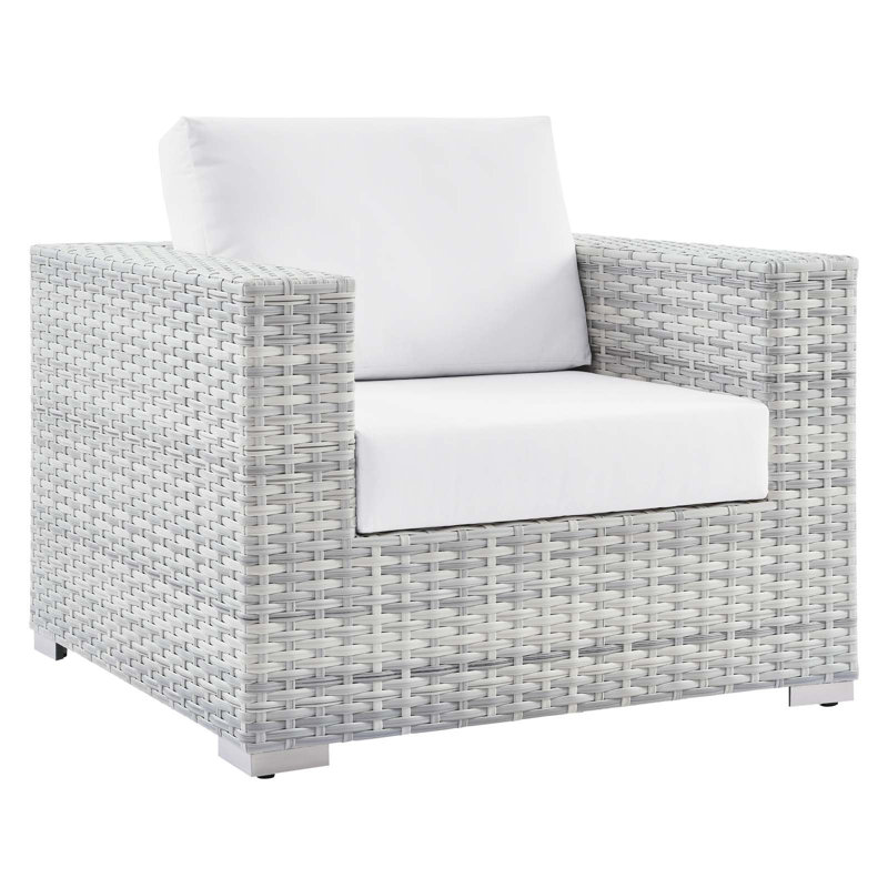 Light Gray White Wicker 2-Person Outdoor Patio Set