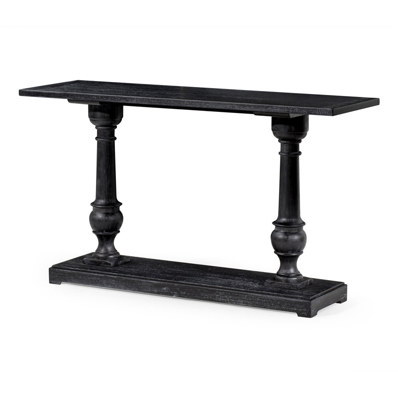 Arthur 60" Antiqued Black Solid Wood Console Table with Storage