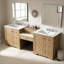 Meuble-lavabo double, 2 lavabos en céramique et comptoir en pierre reconstituée, grand meuble-lavabo de rangement avec boutons en métal argenté et 6 tiroirs, conception à fermeture douce (robinet non inclus)-653348753