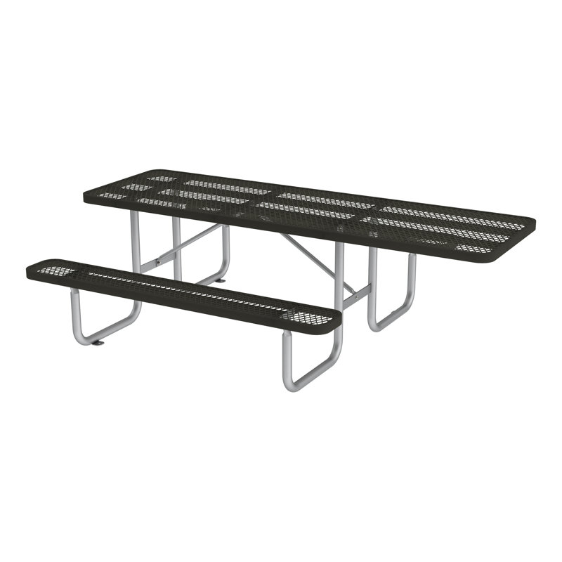 Table de pique-nique rectangulaire Open Air Series ADA, Noir, Thermolaqué argent