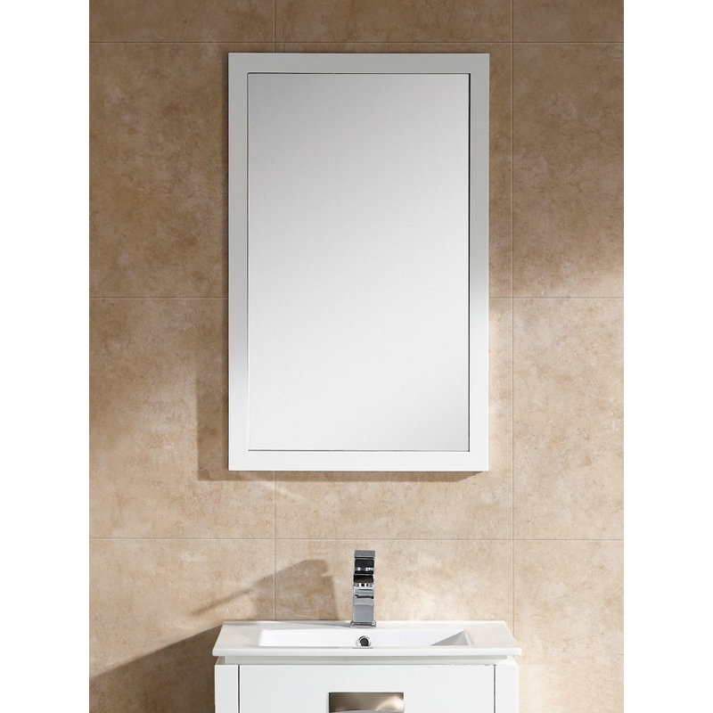Hendrix Wood Wall Mirror, 33.5" H x 21.63" W, White