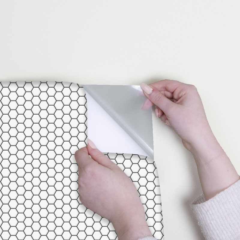 Peel & Stick Geometric Double Roll, White