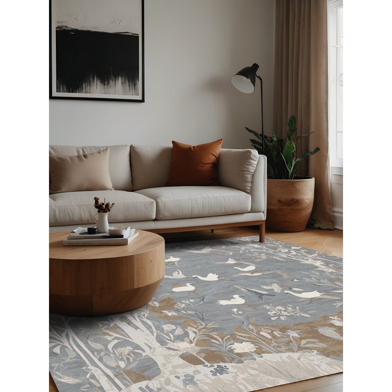 Machine Washable Brown Area Rug, Square 5'