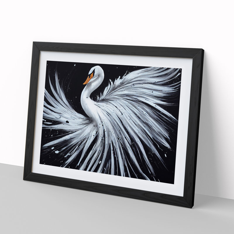 Splashed Swan Vol.1 Abstract - Framed Print, Black, 46cm H x 64cm W x 2cm D