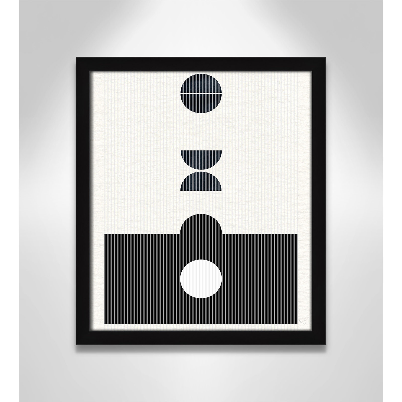 Eclipse I by Susan Jill, 15" H x 13" W x 0.75" D, Satin Black Framed