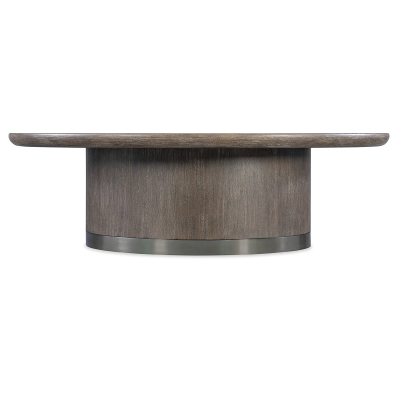Dark Mink Round Wood and Metal Coffee Table with Storage