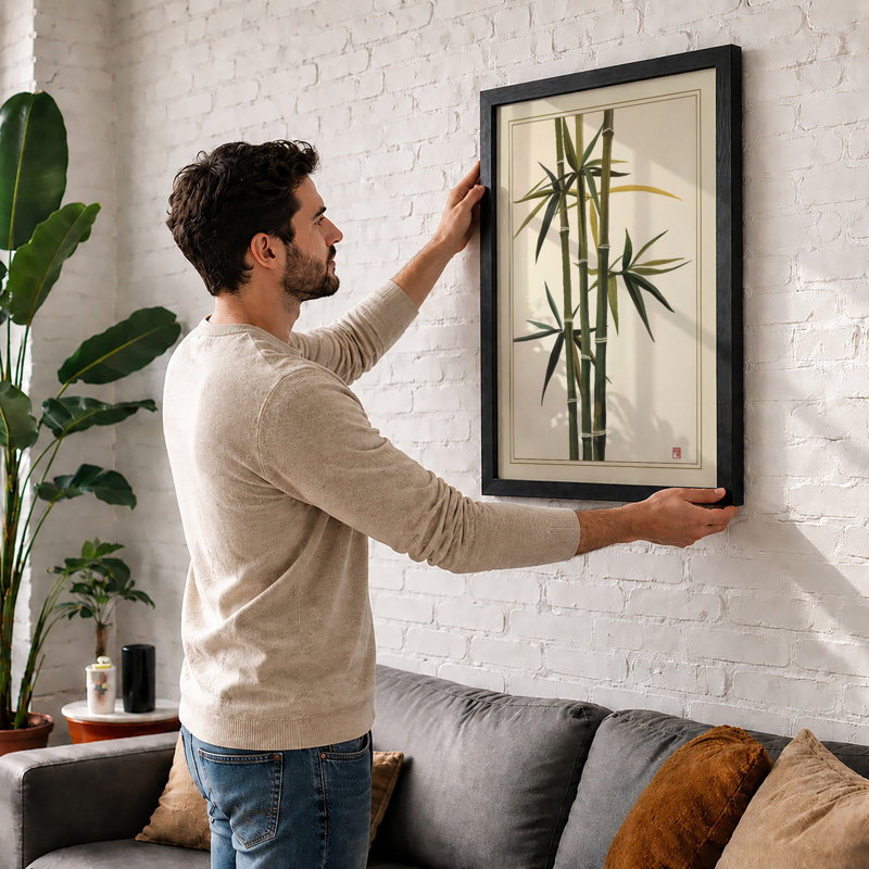 Bamboo in Silence Japandi - Framed Print, A1 - 84.1 x 59.4 cm, Oak