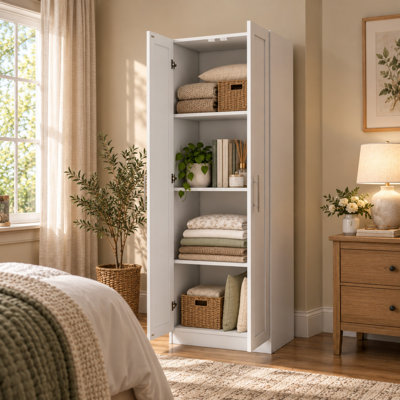 Armoire haute haute avec 2 portes et tablettes pour le rangement de la chambre à coucher