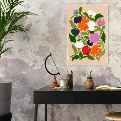Art contemporain abstrait coloré, fleur moderne, art naturel