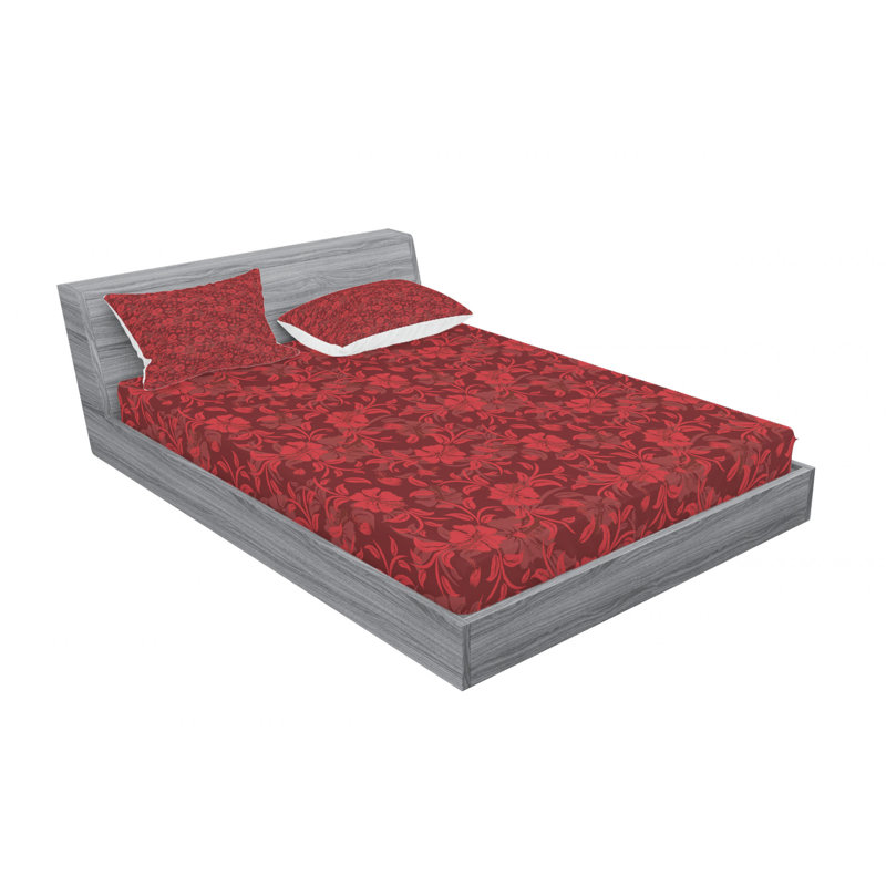 Microfiber Floral Sheet Set, Queen Sheet Set with Fitted Sheet