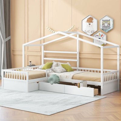 Lit plateforme simple avec 3 tiroirs, blanc - Construction solide et style