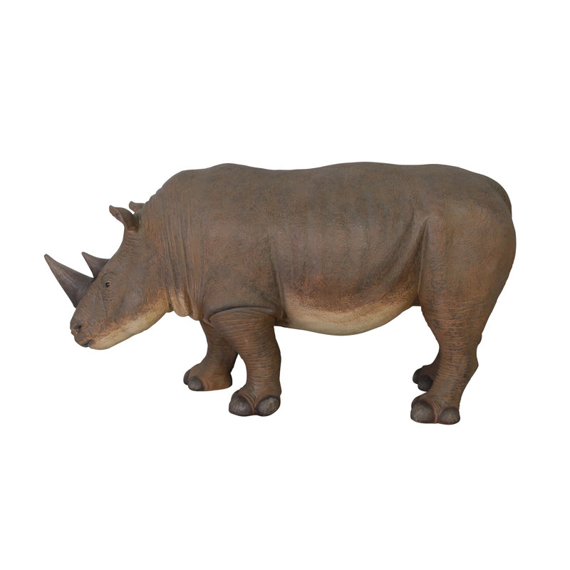 Grand-Scale Hand-Painted Resin Rhinoceros Statue