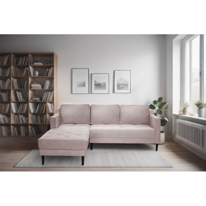 4 Seater Sofa Bed, Light Pink, Right Hand Facing