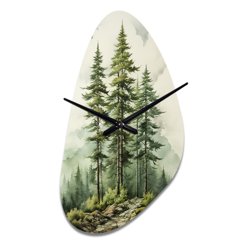Arbre de pin vert - Eternal Guardians II - Horloge en forme de pin, horloge murale asymétrique verte, Moyenne