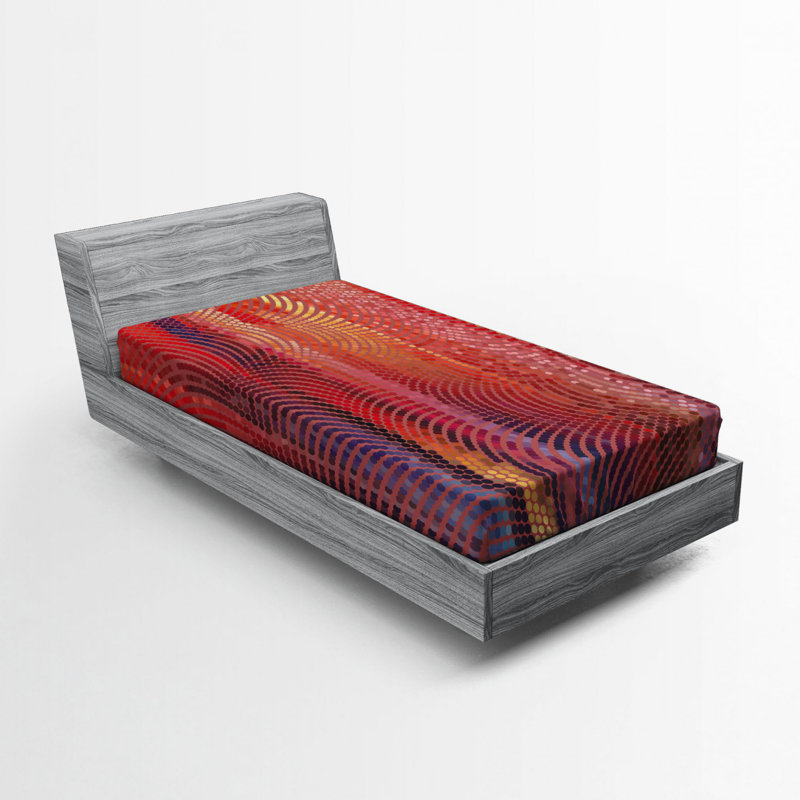 Microfiber Abstract Fitted Sheet, Twin Fitted Sheet, Multicolor Chevron