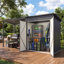 Remises de 4 pi et rangement extérieur avec pavillon de jardin pergola en métal à toit rigide attaché